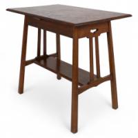 Waring & Gillow. An Arts & Crafts Side Table with Oblong Chequered Inlaid Top & Curved Aprons Below