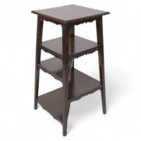 An Aesthetic Movement Walnut Tall Side-table-wot-not-stand with a Square Top