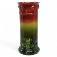 Bretby. An Arts & Crafts Red & Green Umbrella & Walking Stick Stand