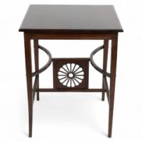 An Aesthetic Movement Side Table with Sunflower & Curved & Straight Side Stretchers
