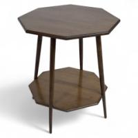 Collinson & Lock, attributed. An Aesthetic Movement Octogonal Two-tier Table on Splayed Ring Turn Legs