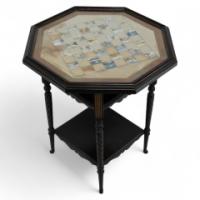 E. W. Godwin, attributed. For Collinson & Lock. An Ebonised & Parcel Gilt Side Table Chess Table