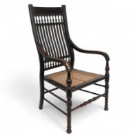 E. W. Godwin for William Watt. An Aesthetic Movement Tall Back Ebonized Armchair
