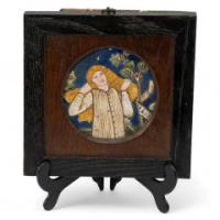 Morris & Co., Designed by Edward Burne Jones in 1861-1862. A Rare Arts & Crafts Pre-Raphaelite Hand Painted Tile Depicting Geoffrey Chaucer's Poem,'Legend of Good Wimmen'