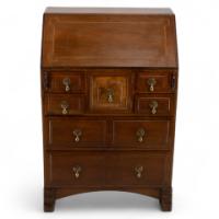 Ernest Gimson, attributed. An Arts & Crafts Cotswold School Walnut Bureau Inlaid with Holly Chequered String Inlay