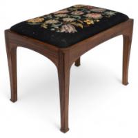 Edward Barnsley – Cotswold School Walnut Stool with Original Tapestry Seat
