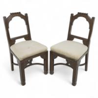 R Boyd. In the Style of Dr. C Dresser. A Pair of Aesthetic Movement Oak Side Chairs