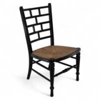 E. W. Godwin Style Anglo-Japanese Rush Seat Ebonised Side Chair
