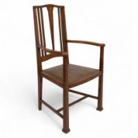 Liberty & Co., Attributed – Arts and Crafts Walnut Armchair with Heart Inlays