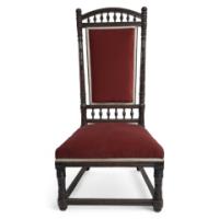 Thomas Edward Collcutt for Collinson & Lock. A Fine Quality Walnut High Back Chair with Later Maroon Upholstery