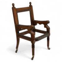 George Edmund Street. A Gothic Revival Walnut Armchair Designed for the Judges for the Royal Courts of Justice in Fleet St. London to Reupholster 2