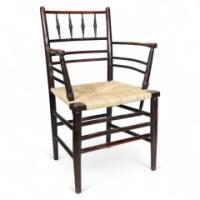 William Morris. A classic Sussex Arts and Crafts ebonized armchair from the Sussex range - Thumbnail 1