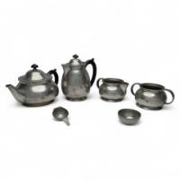 Liberty & Co., Arts & Crafts Six Piece Pewter Tudric Tea Set - Thumbnail 1