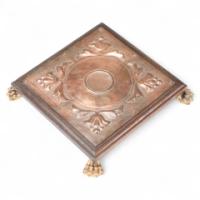 Benham & Froud ( attributed. ). An Arts & Crafts Copper & Oak Teapot Stand or Trivet
