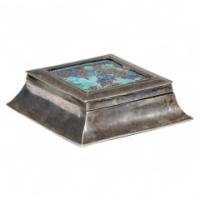 A Small Arts & Crafts Silver Plated Jewellery Box with Enamel Decoration