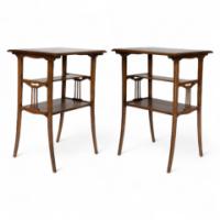George Walton style of. A pair of Arts & Crafts inlaid oak side table - Thumbnail 1