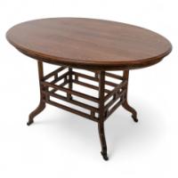 Lambs of Manchester, Stamped Lambs. A Rare Anglo-Japanese Oak Oval Centre Table - Thumbnail 1