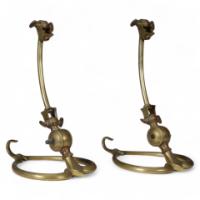W. A. S. Benson. A Pair of Arts & Crafts Brass Table Lamps with Heart Shaped Bases
