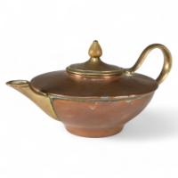 W. A. S. Benson, Small Arts and Crafts Copper and Brass Teapot - Thumbnail 1