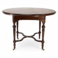 Collinson & Lock, attributed. An Aesthetic Movement Walnut Circular Center Table