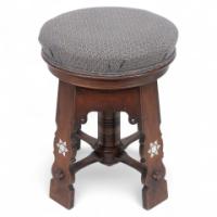 Liberty & Co., attributed. A Rare Moorish Walnut Revolving Stool with Moorish Arches
