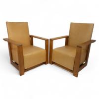 Gordon Russell, W. H. Russell. A Pair of Arts & Crafts Oak Reclining Armchairs - Thumbnail 1