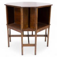 Ambrose Heals attri. An Arts & Crafts oak octagonal book table with eight legs - Thumbnail 1