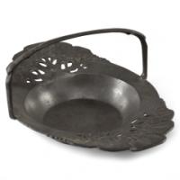 Urania. An Art Nouveau Pewter Fruit Bowl with a Loop Handle Floral Decoration