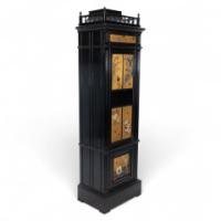 A Rare Aesthetic Movement Ebonized Polychrome Painted Humidor with Floral Decor