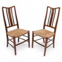 Wylie & Lochhead, attributed. A Pair of Rush Seated Side or Bedroom Chairs