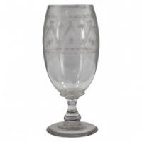 Large Aesthetic Movement Celery Glass Vase, Hand Blown & Engraved, c.1885