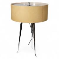 Gerald Thurston in the Style Of. A Mid-Century Tripod Polished Steel Table Lamp