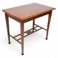 An Arts & Crafts Glasgow School Walnut Side Table W. Moulded Subtly Curving Edge - Thumbnail 1