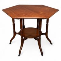 Collinson & Lock, attributed. An Aesthetic Movement Walnut Octagonal Center Table