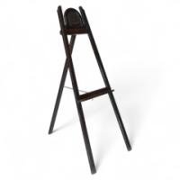 An Arts & Crafts folding oak easel with a carved butterfly flying from a flower - Thumbnail 1