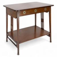 Leonard Wyburd for Liberty & Co., Rare Arts & Crafts Two-tier Mahogany Side Table - Thumbnail 1