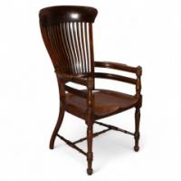 E. W. Godwin, attributed. For James Peddle or Smee. A Tall Back Serpentine Shape Walnut Armchair - Thumbnail 1