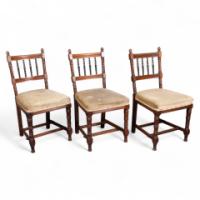 Charles Mills & Sons. Three Aesthetic Movement Side Chairs with Ebonized Turnings