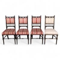 R. Whytock & Co., A Rare Set of Four Aesthetic Movement Walnut Ebonized & Parcel Gilt Side Chairs - Thumbnail 1