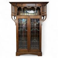 Liberty and Co attributed. Arts and Crafts Glazed Oak Bookcase. - Thumbnail 1