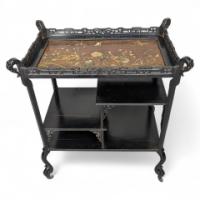 Aesthetic Movement Japanese Tea Trolley with River Scene Decoration