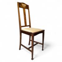 Liberty & Co., Arts & Crafts Side Chair with Mother of Pearl Inlay Within a Heart