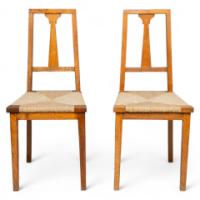Wylie & Lochhead. Pair of Arts & Crafts Oak Side Chairs