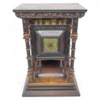 Henry William Batley Possibly for Gillows of Lancaster. A Large Aesthetic Movement Exhibition Quality Oak & Walnut Bracket Clock