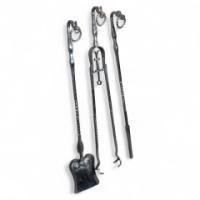 A Set of Arts & Crafts Cotswold School Polished Steel Hand Wrought Fire Utensils