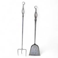 A Pair of Arts & Crafts Steel Fire Utensils
