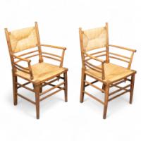Philip Webb, attributed. Morris & Co., A Scarce Pair of Beech Sussex Armchairs