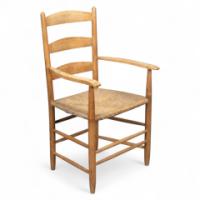 Ernest Gimson Made by Edward Gardiner. An Arts & Crafts Ash Ladder Back Bedales Armchair - Thumbnail 1