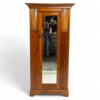 Baillie Scott Style of, Arts & Crafts Oak Armoire Wardrobe with Daffodil Inlays - Thumbnail 1