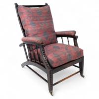 Philip Webb for Morris & Co – Aesthetic Ebonised Walnut Reclining Armchair - Thumbnail 1